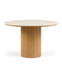 Table de salle à manger ronde Enzo avec plateau en pierre beige et sommier à lattes en chêne Ø120 cm