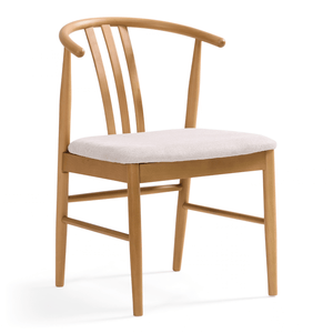 Lizzie Chaise de salle à manger en hêtre avec assise tapissée en beige