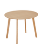 Table à manger ronde Vinnie à rallonges 100/140/180 cm, aspect chêne - 2 rallonges incluses