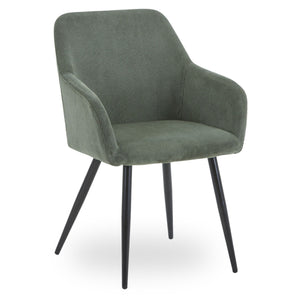 Jenna chaise de salle à manger - velours vert avec pieds noirs