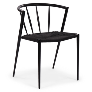 Bella - Chaise de salle à manger noire/noire avec assise en osier