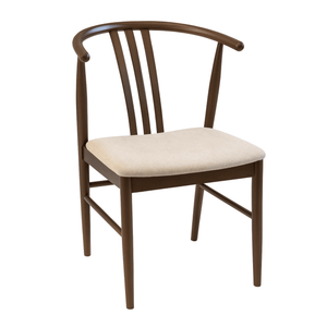 Lizzie Chaise de salle à manger en hêtre fumé avec assise tapissée en beige