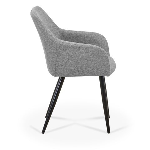Jenna - Chaise de salle à manger en tissu gris avec pieds noirs