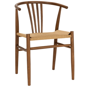 Lizzie Chaise de salle à manger en hêtre fumé avec assise tapissée en beige