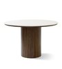 Enzo table de salle à manger ronde avec plateau en pierre beige et sommier à lattes en chêne fumé Ø120 cm