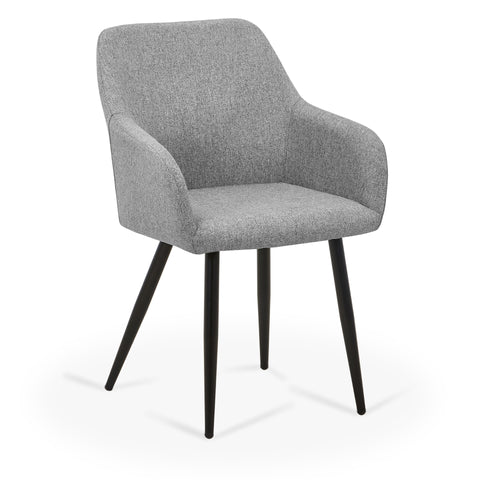 Jenna - Chaise de salle à manger en tissu gris avec pieds noirs