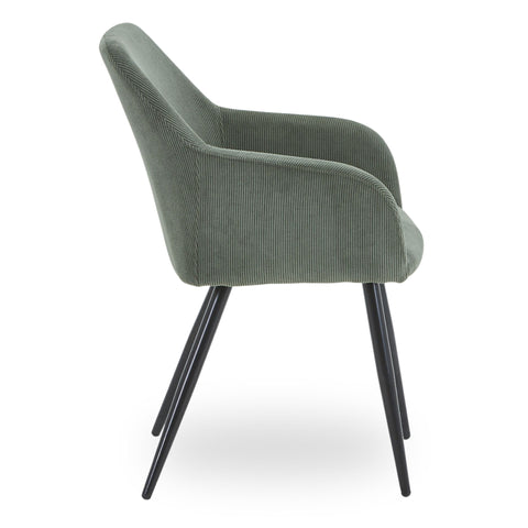 Jenna chaise de salle à manger - velours vert avec pieds noirs
