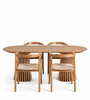 Ensemble de salle à manger – Table à rallonges Lewis à lamelles en placage de chêne + 4 chaises de salle à manger Tori avec assise tressée en chêne