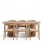 Ensemble de salle à manger – Table à rallonges à lamelles Lewis en placage de chêne + 6 chaises de salle à manger Tori à assise tressée