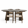Ensemble de salle à manger – Table à rallonges Lewis à lamelles en placage de chêne fumé + 4 chaises de salle à manger Tori avec assise tressée en chêne fumé