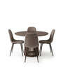 Ensemble de table à manger – Harris ronde, aspect chêne fumé + 4 chaises Anna couleur sable, pieds aspect chêne fumé