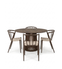 Ensemble de table à manger – Harris ronde, aspect chêne fumé + 4 chaises Bella avec pieds aspect chêne fumé et assise tressée