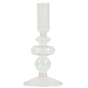 Chicka bougeoir en verre rose 21 cm