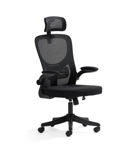 Chaise de bureau Holger avec appui-tête, en maille noire/noire