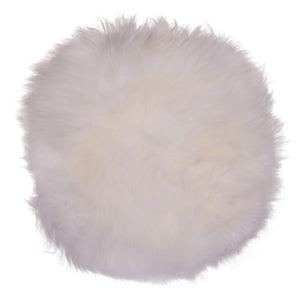 Imitation - Coussin rond en peau de mouton blanc Ø35 cm