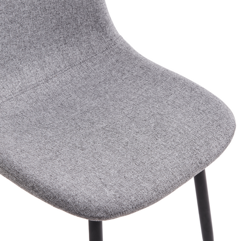 Anna - Chaise de salle à manger en tissu gris avec pieds noirs