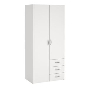 Malia armoire blanche 2 portes 3 tiroirs