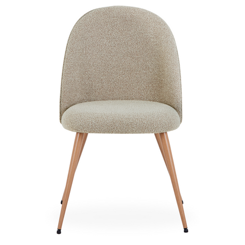 Annika Chaise de salle à manger – Tissu bouclé sable avec pieds aspect chêne