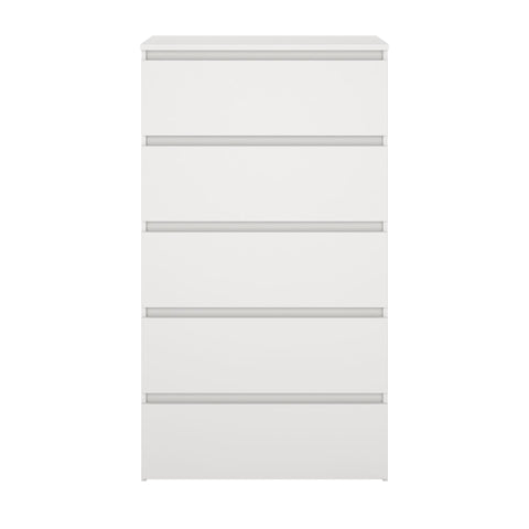 Maise Commode H:114 x L:65 x P:41 cm avec 5 tiroirs en blanc