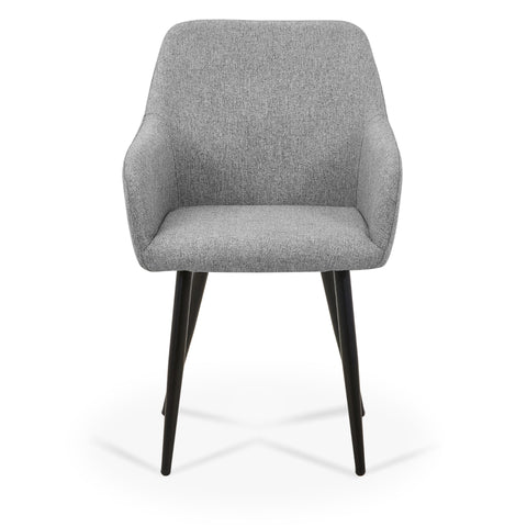 Jenna - Chaise de salle à manger en tissu gris avec pieds noirs