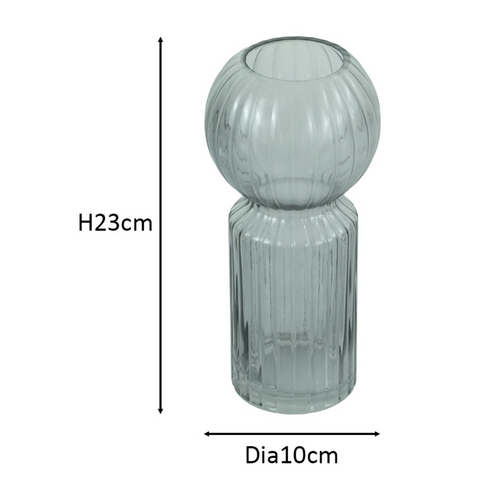 Hera - Vase en verre grise 23 cm