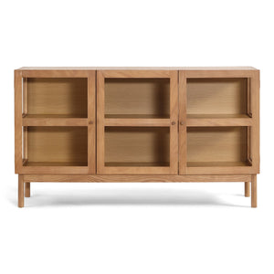 Havana Buffet/armoire en verre en chêne avec 3 portes - 80x40x140 cm