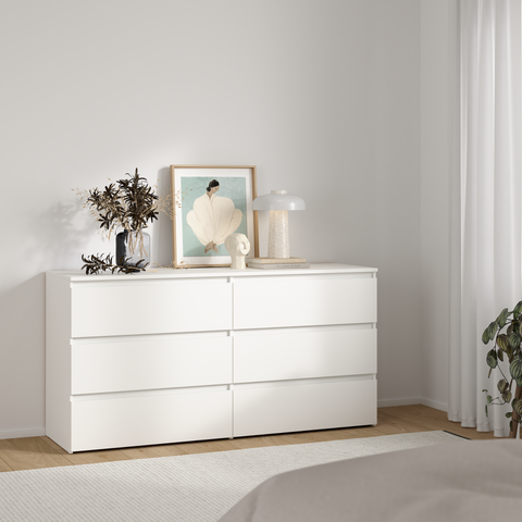 Maise commode 70x138x41 cm avec 6 tiroirs en blanc