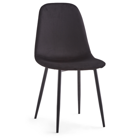 Anna - Chaise de salle à manger rembourrée en velours noir