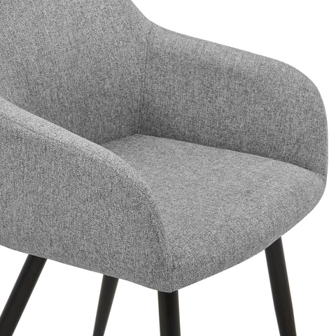 Jenna - Chaise de salle à manger en tissu gris avec pieds noirs