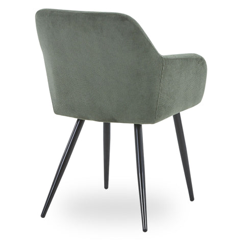 Jenna chaise de salle à manger - velours vert avec pieds noirs