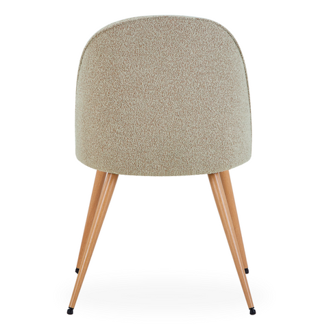 Annika Chaise de salle à manger – Tissu bouclé sable avec pieds aspect chêne