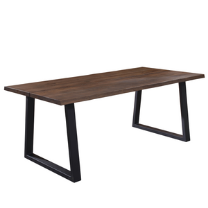 Esther - Table 200 x 95 cm finition fumée avec pieds carrés (prête pour rallonges)
