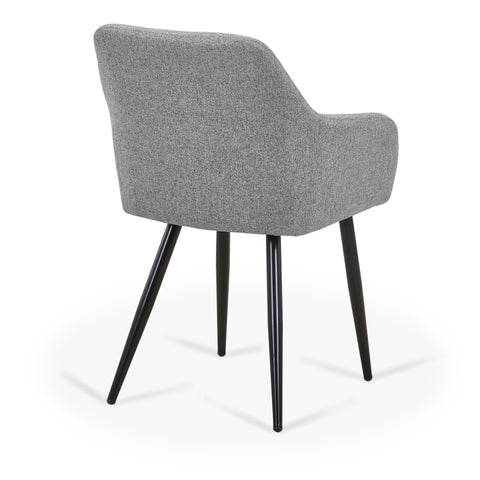 Jenna - Chaise de salle à manger en tissu gris avec pieds noirs