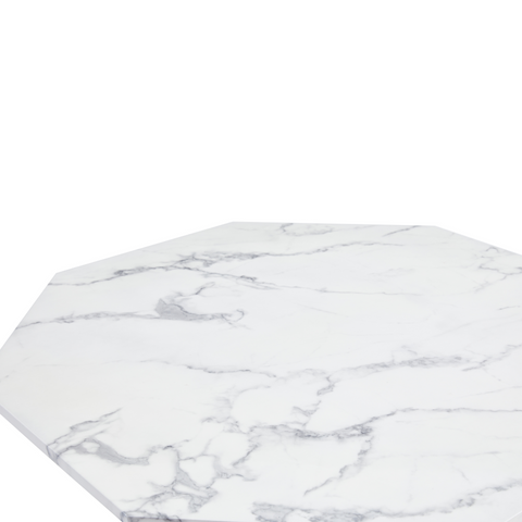 Lagoni - Table ronde de 100 cm de diamètre en aspect marbre blanc