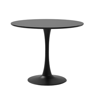 Table de salle à manger ronde Diego en noir avec base en trompette Ø90 cm