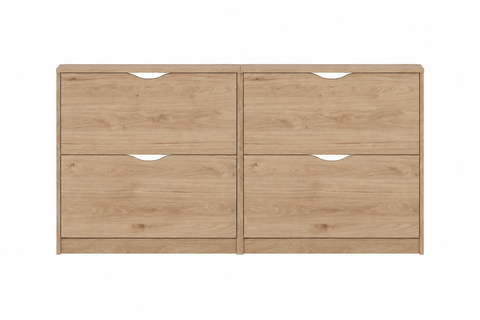 Armoire à chaussures Livo - aspect chêne avec 4 portes