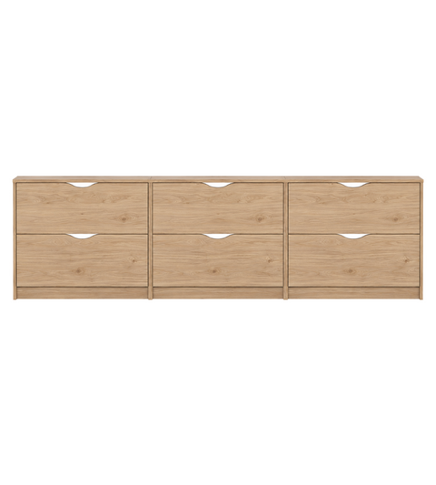 Armoire à chaussures Livo - aspect chêne avec 6 portes