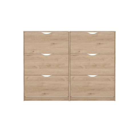 Armoire à chaussures Livo - aspect chêne avec 6 portes