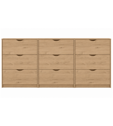 Armoire à chaussures Livo - aspect chêne avec 9 portes