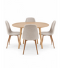 Ensemble de table à manger - Vinnie ronde aspect chêne + 4 chaises Anna beiges avec pieds aspect chêne