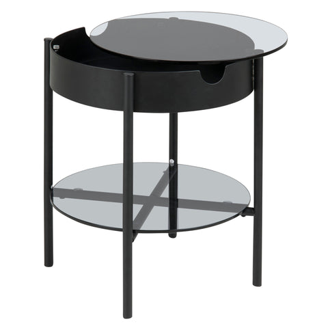 Table basse Tipton en noir avec pieds en verre et métal 50x45x45 cm