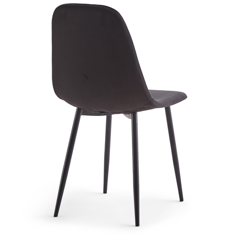 Anna - Chaise de salle à manger rembourrée en velours noir
