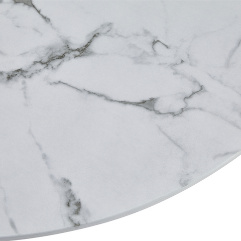 Lazio - Table ronde imitation marbre blanc avec pieds en laiton/doré Ø110 cm