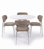 Ensemble de salle à manger – Table Diego blanche Ø90 + 4 chaises de salle à manger Lucinda chromées
