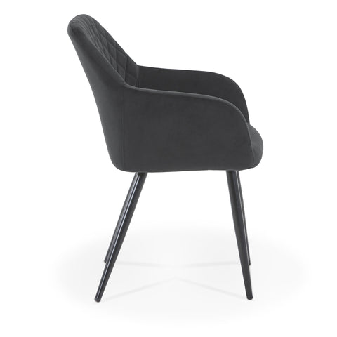 Carlo - Chaise de salle à manger en velours noir