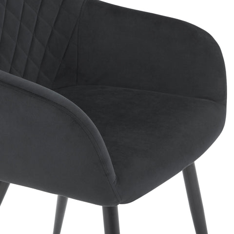 Carlo - Chaise de salle à manger en velours noir