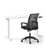 Table à hauteur réglable Damian 160 x 80 cm, blanche + chaise de bureau Lucas