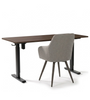 Table à hauteur réglable Damian 160 x 80 cm en chêne fumé + chaise de bureau Carlo