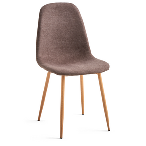 Anna - Chaise de salle à manger en tissu marron avec aspect chêne