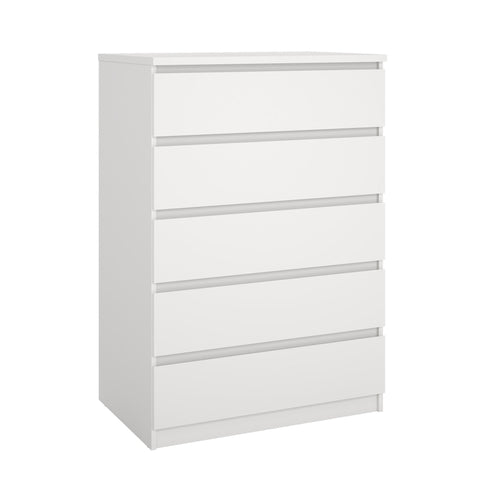 Commode Naia 5 tiroirs blanc H : 111.3 x L : 77 x P : 50 cm